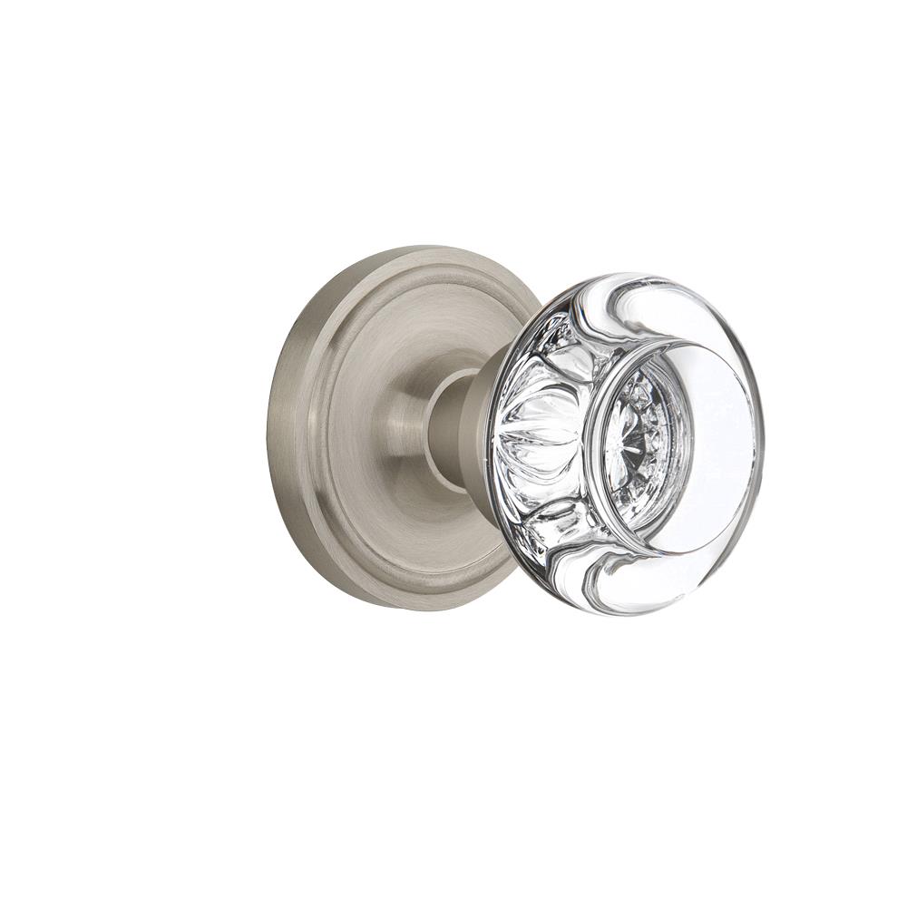 Nostalgic Warehouse CLARCC Double Dummy Classic Rose with Round Clear Crystal Knob in Satin Nickel
